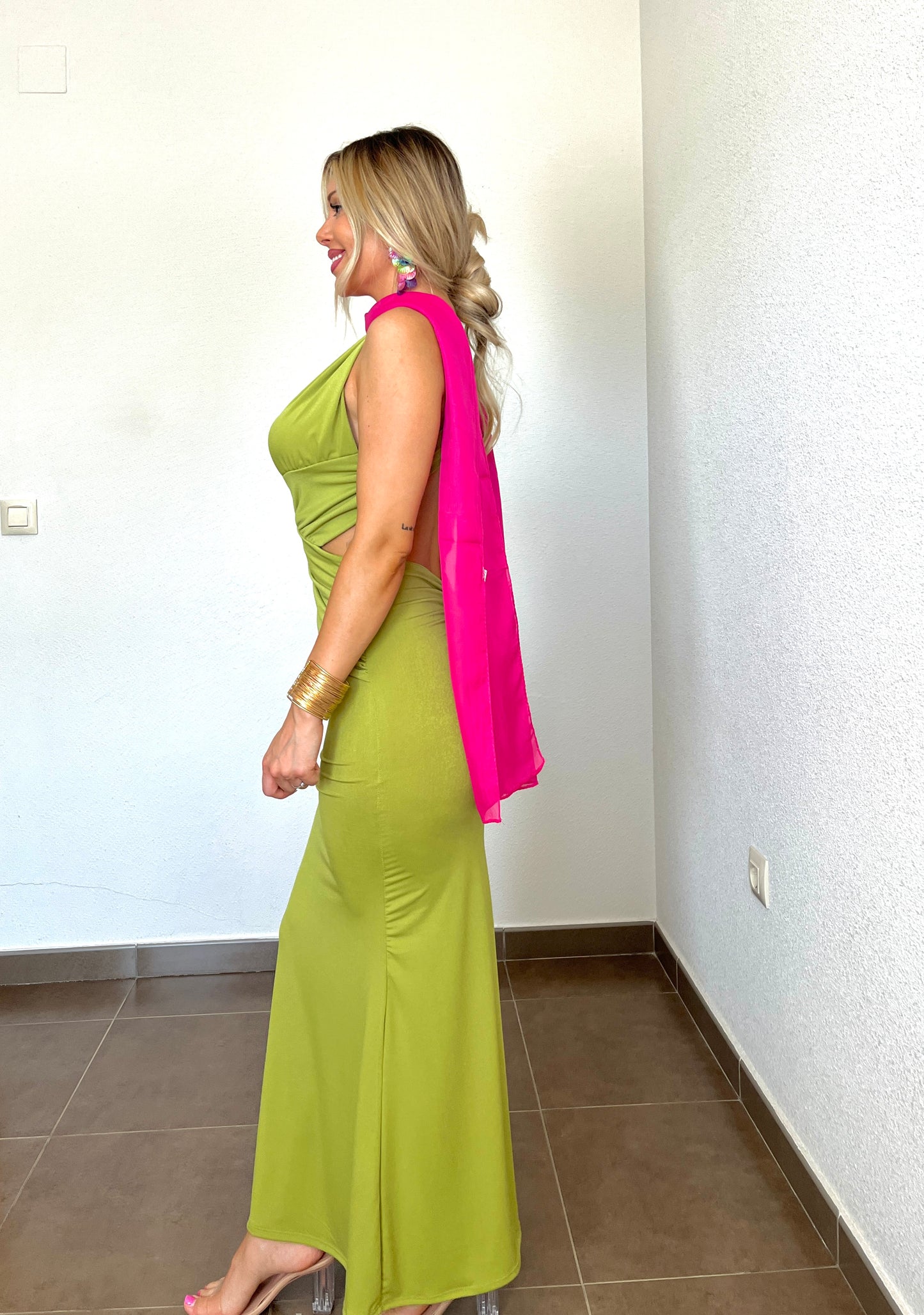 VESTIDO GALA PISTACHO